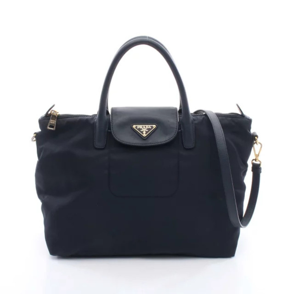 Prada Handbag Bag Saffiano Leather Navy Blue